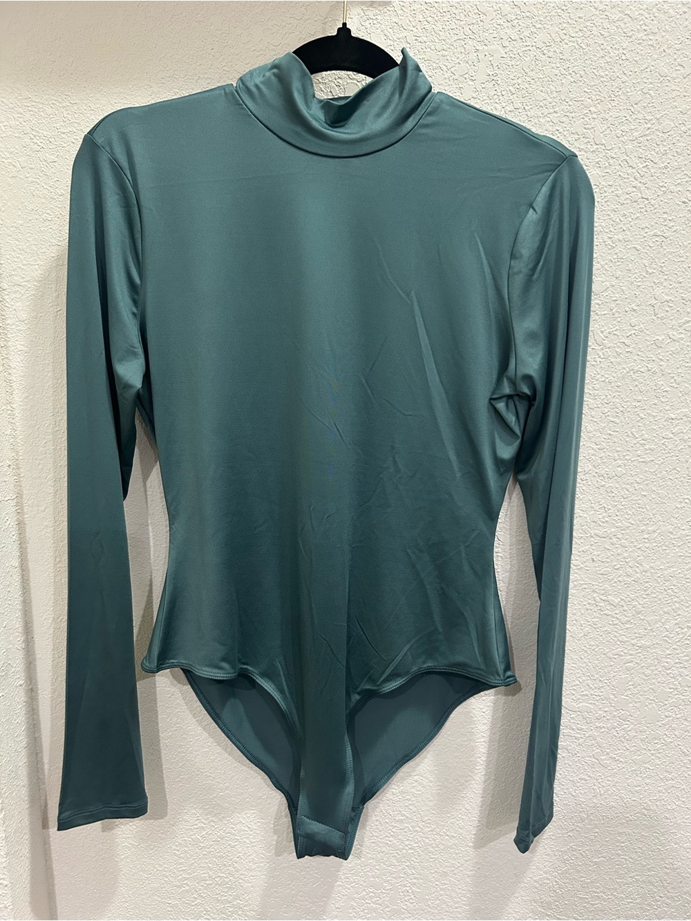 Mock Neck Long-Sleeve Bodysuit in Teal